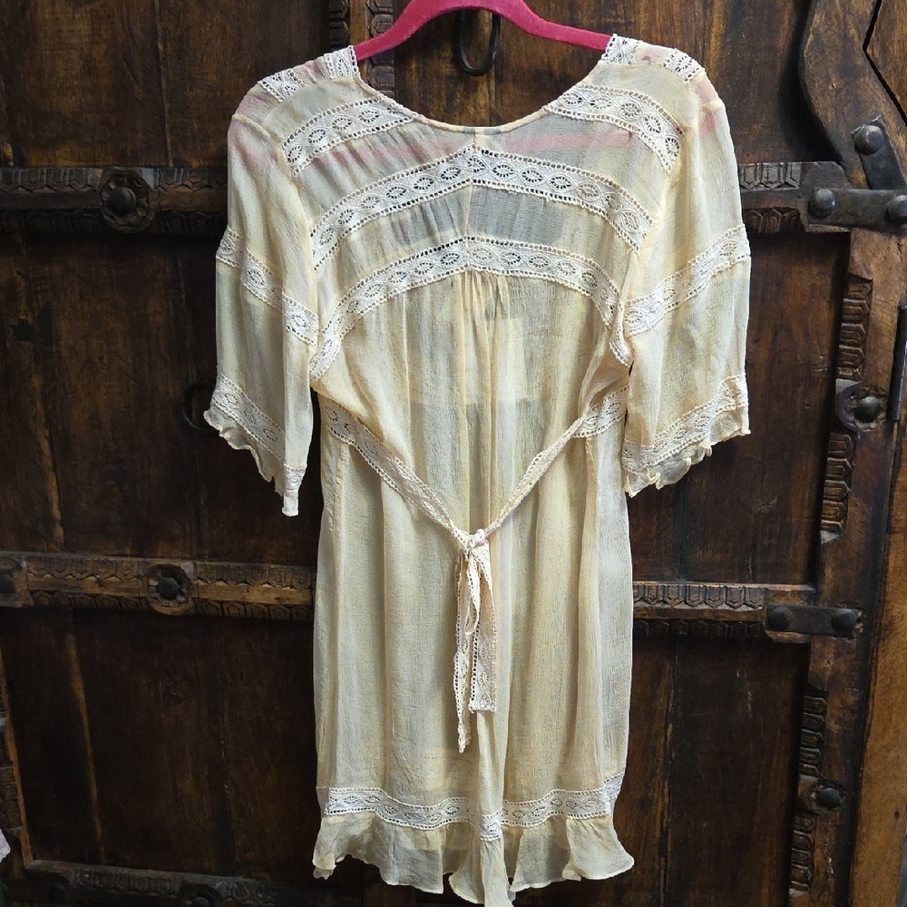 Silk Top with Lace and Ruffle Details - Picture 2 of 4